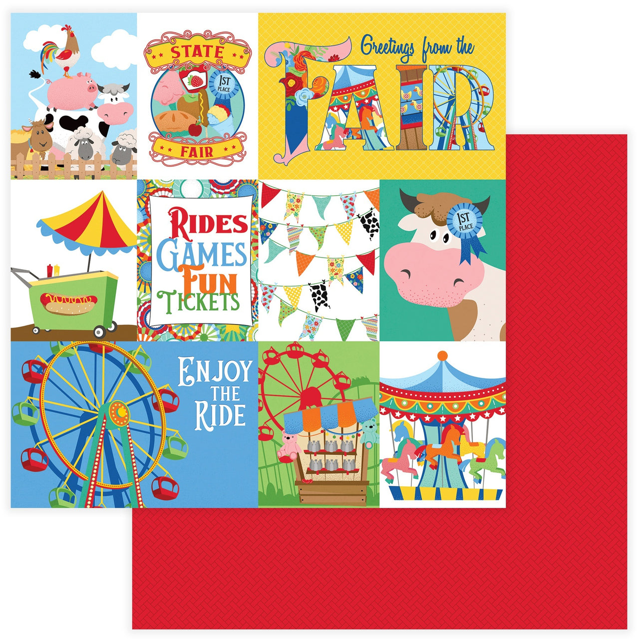 Photoplay Paper State Fair Double-Sided Cardstock 12"X12" 25/Pkg - Ferris Wheel