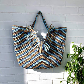 Crochet Raffia Beach Bag Pattern: Fringed Boho Tote