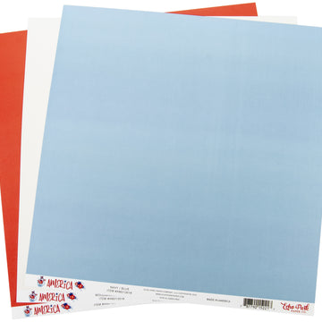 Echo Park Paper Echo Park Double-Sided Solid Cardstock 12"X12" 6/Pkg - America, 6 Colors