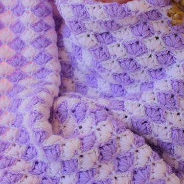Baby Blanket "Lilac Lily" With Puff Flower