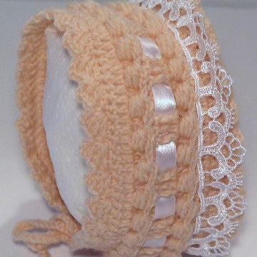 Bonnet with Frills, Bobbles, Flowers & Trims