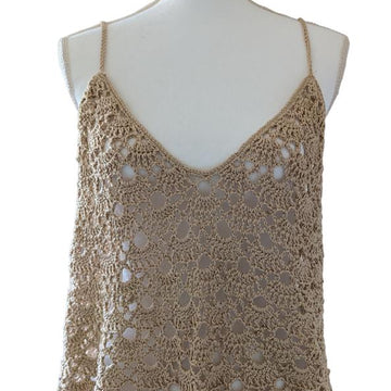 Irish Cream Crochet Lace Cami
