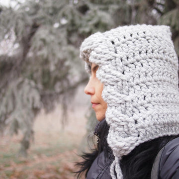 Very winter cable hood hat