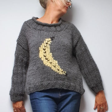 Super chunky jumper with banana motif