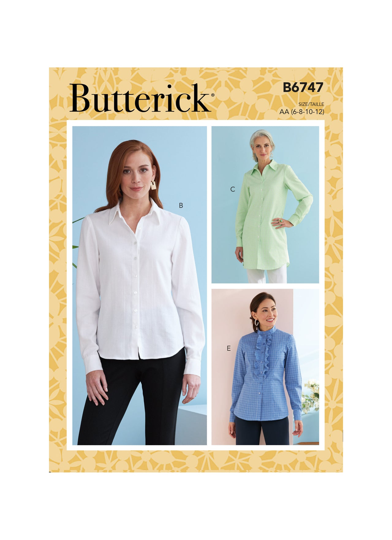 Butterick Misses' Button-Down Collared Shirts B6747 - Sewing Pattern