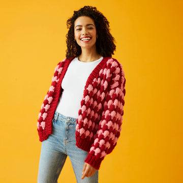 Bubble Stitch Cardigan - Free Knitting Pattern For Women in Paintbox Yarns Simply Super Chunky