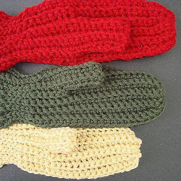 120 sideways mittens, crochet pattern, AGE 2 TO ADULT
