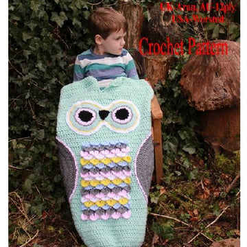 Crochet Pattern child owl cocoon UK & USA Terms #345