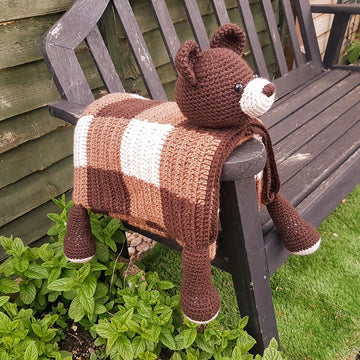 3in1 Woodland Bear Folding Baby Blanket Toy Lovey