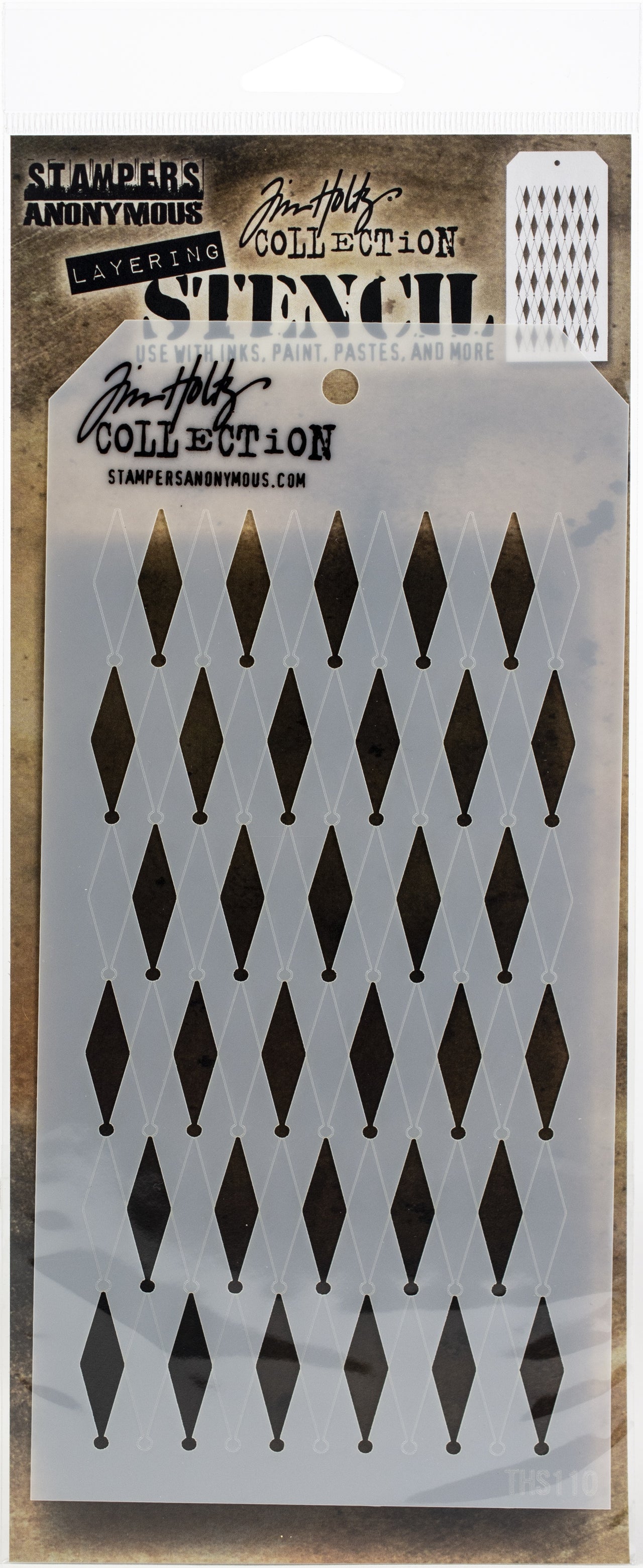 Stampers Anonymous Tim Holtz Layered Stencil 4.125"X8.5" - Shifter Diamonds