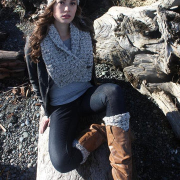 Button Wrap Scarf with Headband & Boot Cuffs
