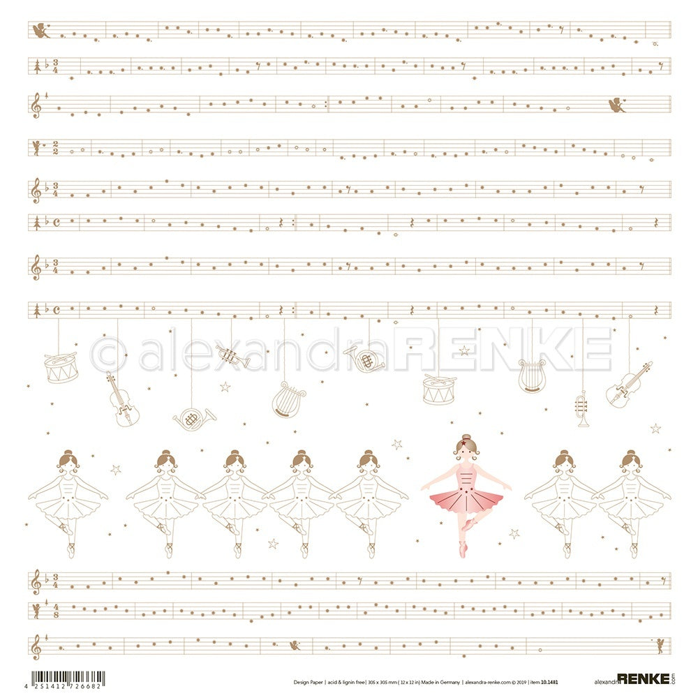 Alexandra Renke Nutcracker Design Paper 12"X12" - Ballerina W/Notes