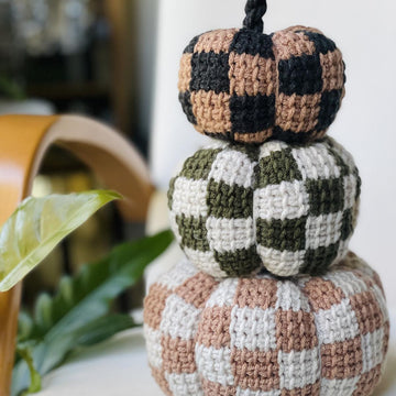 Tunisian Checkerboard Pumpkins