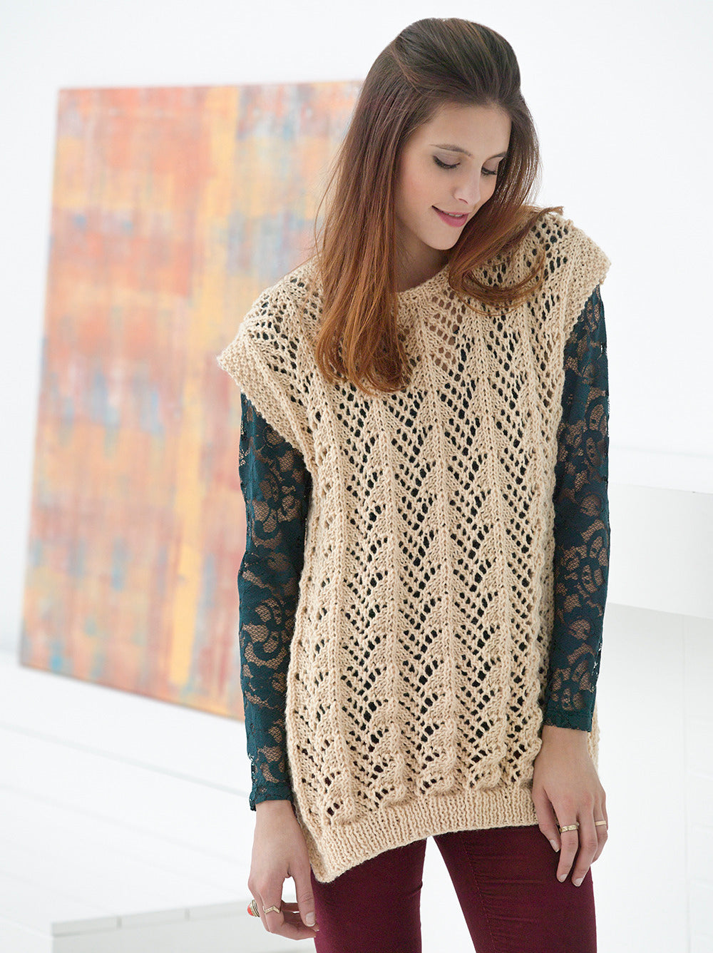 Fan Lace Tunic in Lion Brand Pound Of Love - L32215