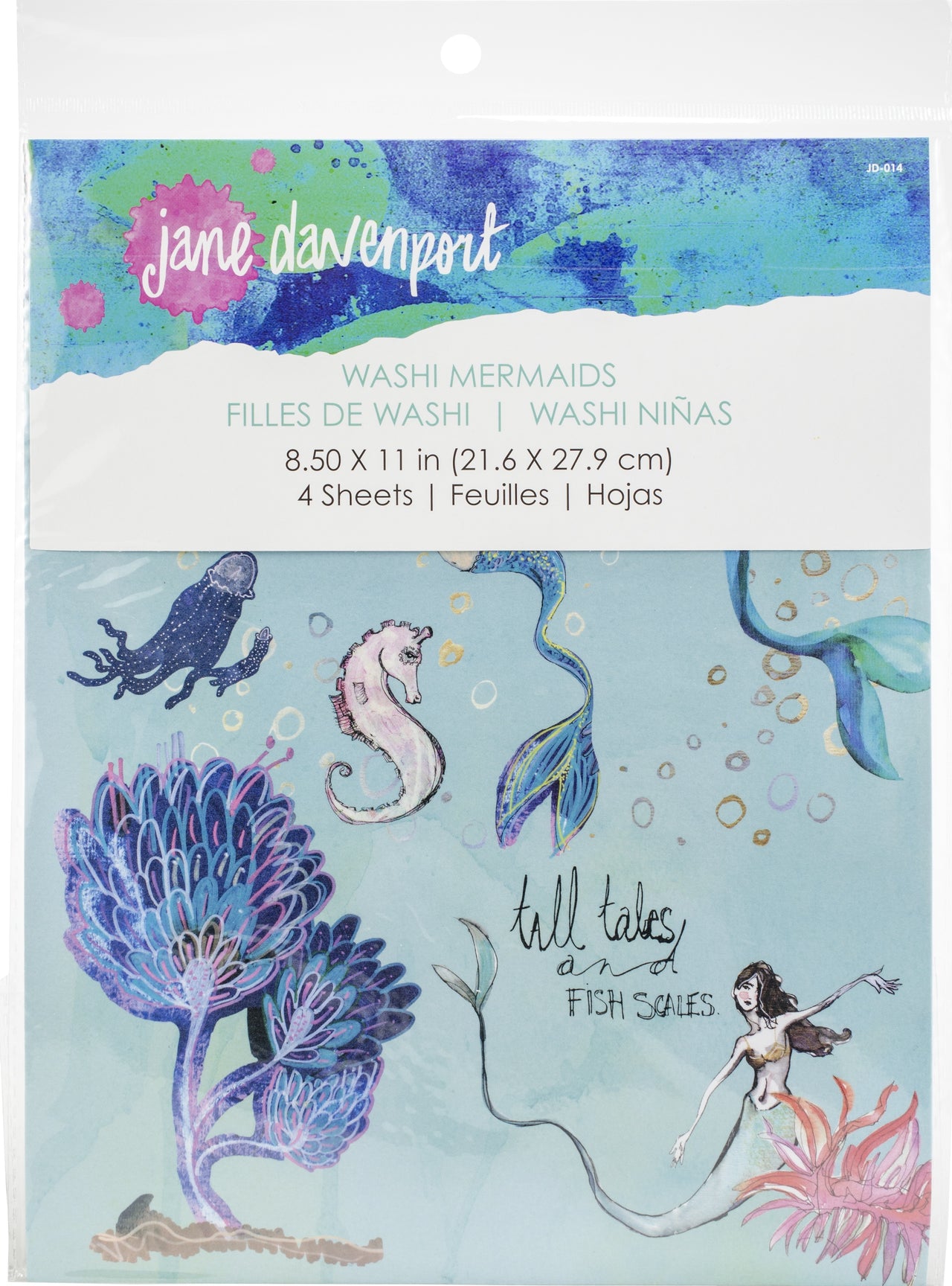 Spellbinders Jane Davenport Artomology Washi Sheets 4/Pkg - Washi Mermaids
