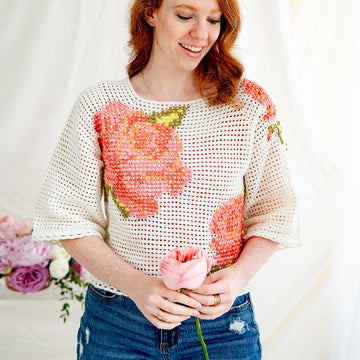 Summer Roses Cross Stitch Top