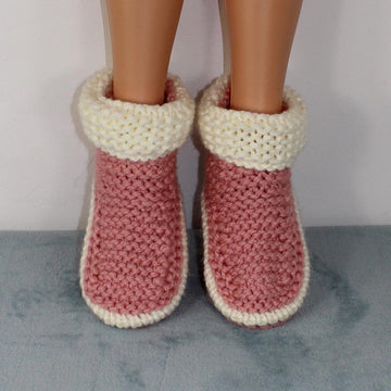 Ladies 2 Colour Super Chunky Slipper Boots