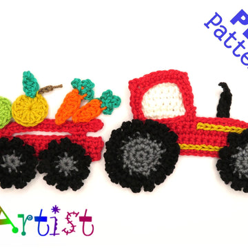 Crochet Pattern - Instant PDF Download - Tractor crochet Applique Pattern
