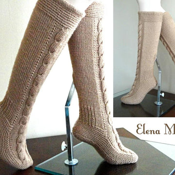 Pattern Home Shoes Knit Indoor Shoes Women Long Socks