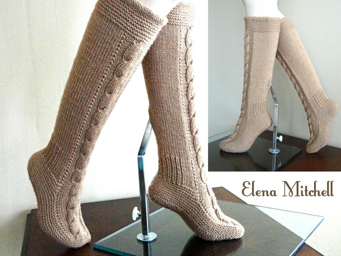 Pattern Home Shoes Knit Indoor Shoes Women Long Socks