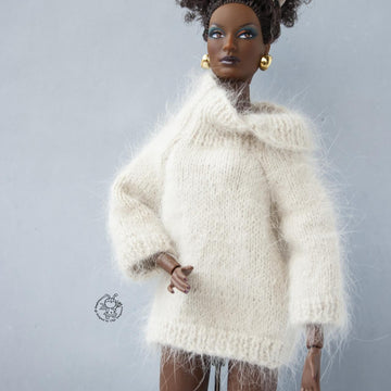 Sweater for 12" dolls knitted flat