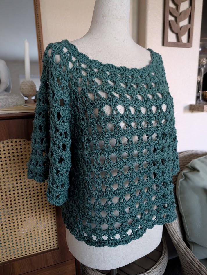 Sea Glass Raglan Crochet Top