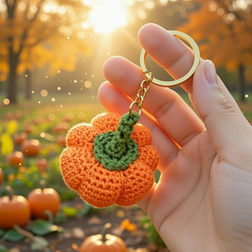 Pumpkin Keychain Crochet Pattern (PDF + Video Tutorial) – Beginner