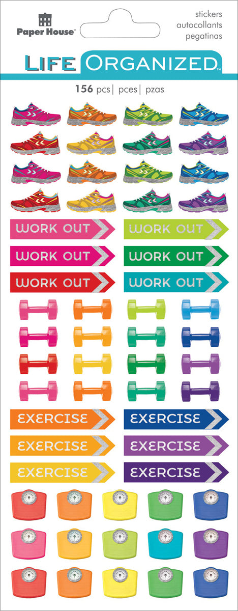 Paper House Life Organized Functional Stickers 2/Sht - Fitness