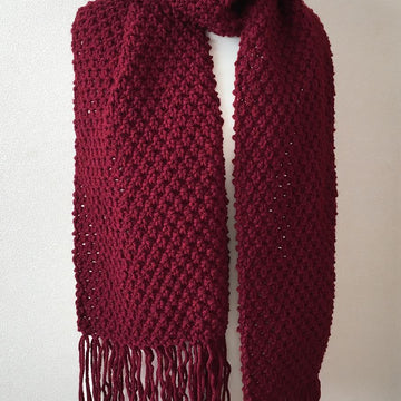 Moss Stitch Scarf with Fringe