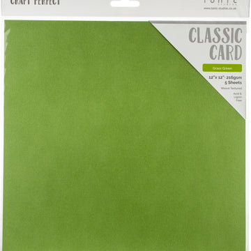 Tonic Studios Craft Perfect Weave Texture 80lb Cardstock 12"X12" 5/Pkg - Grass Green