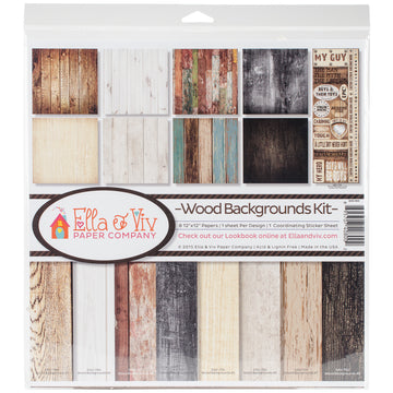 Reminisce Ella & Viv Collection Kit 12"X12" - Wood Backgrounds