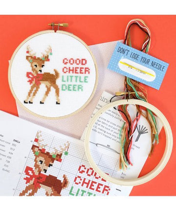 The Stranded Stitch Good Cheer Cross Stitch Kit - 5 inches