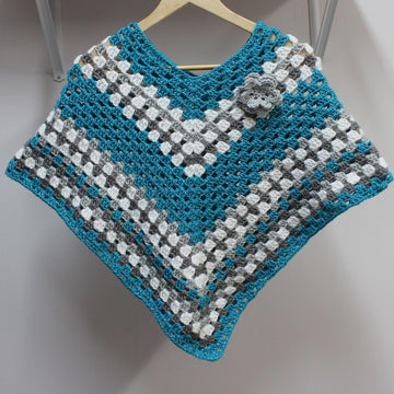 Girls Poncho or Shawl with Flower