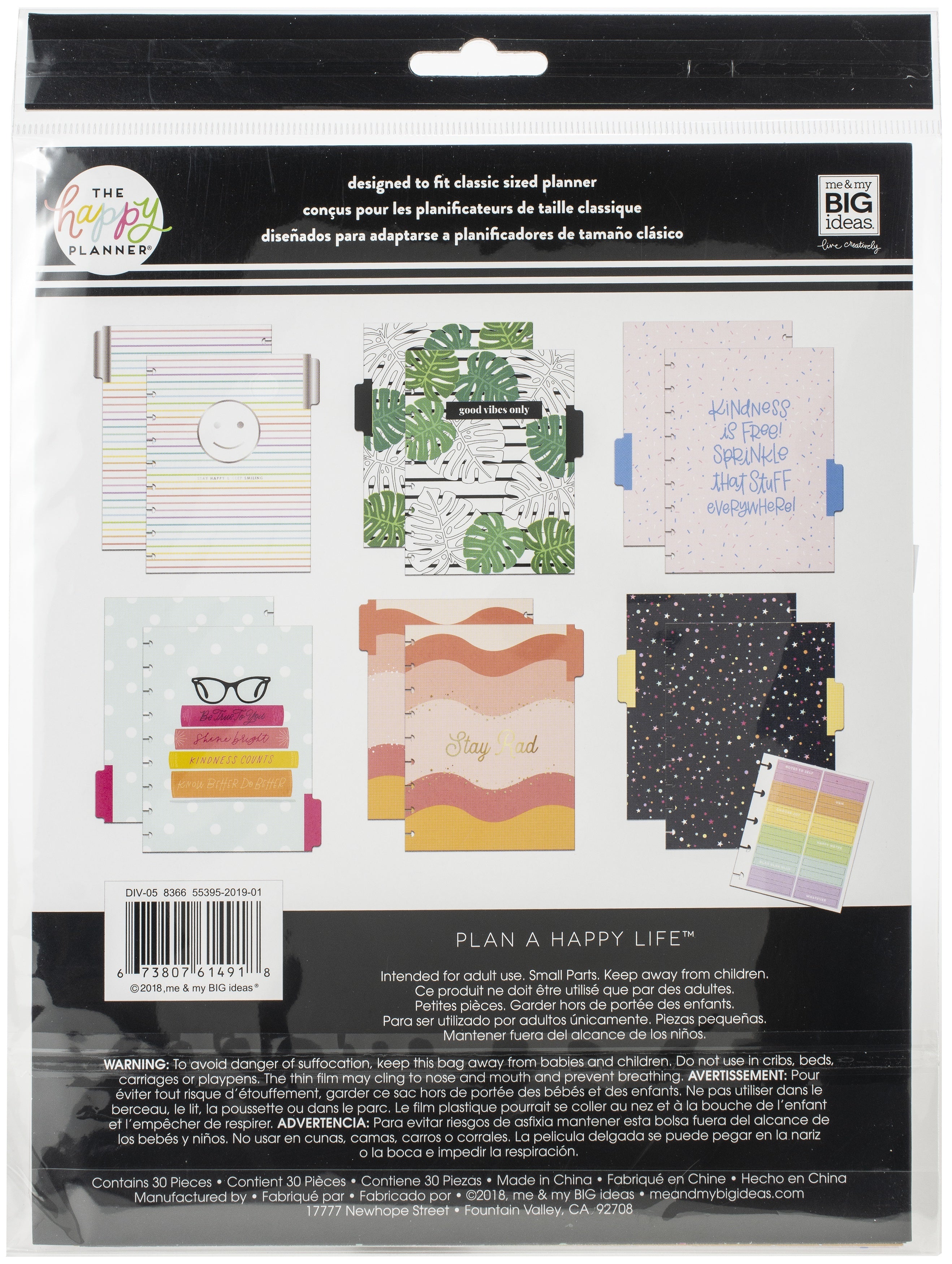 The Happy Planner Medium Dividers 30/Pkg - Good Vibes Only, Student