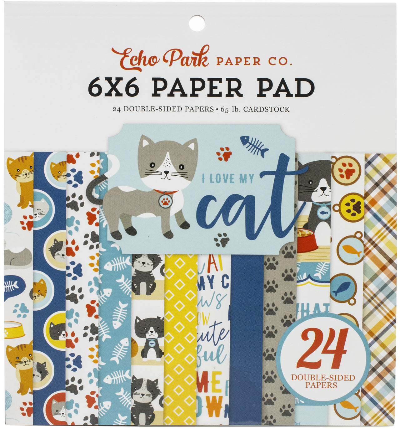 Echo Park Paper Echo Park Double-Sided Paper Pad 6"X6" 24/Pkg - I Love My Cat, 12 Designs/2 Each
