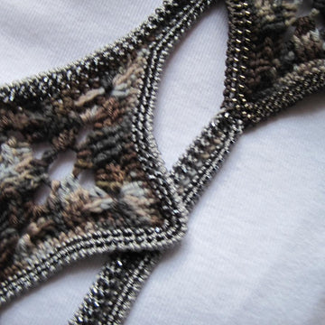 Bead Crocheted Scarf:  Not Your Granny's Granny Square Scarf