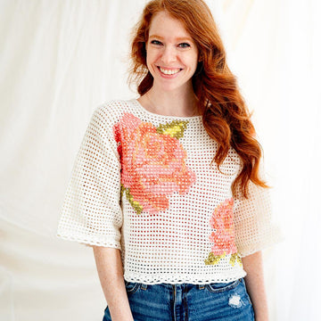 Summer Roses Cross Stitch Top