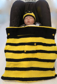 Buzzee Bee Baby Car Seat Blanket & Hat