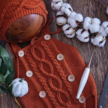 Cable Eyelet Romper & Bonnet