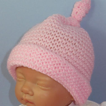 Baby Simple Garter StitchTopknot Beanie Hat