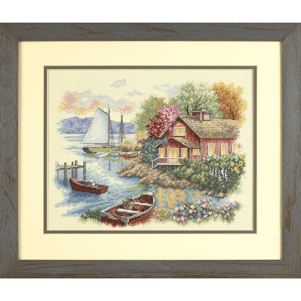 Dimensions Peaceful Lake House Cross Stitch Kit - 36cm x 28cm