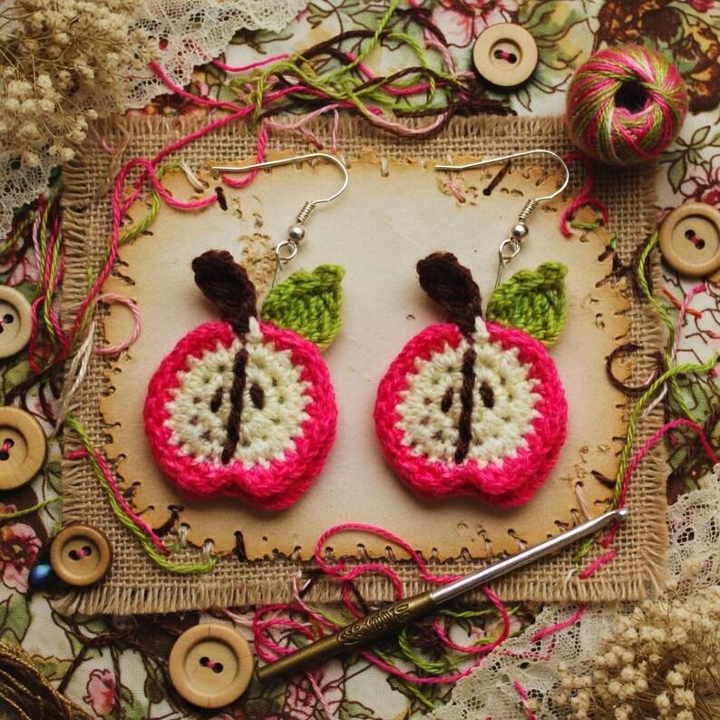 Crochet Apple Earrings Pattern – Mini Apple Earrings PDF + Video Tutorial