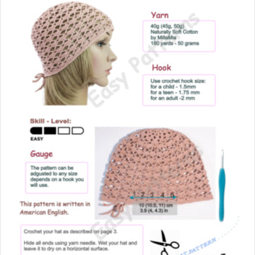 Lacy hat with adjustable strap