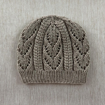 Hat with Cables and Lacy Leaves
