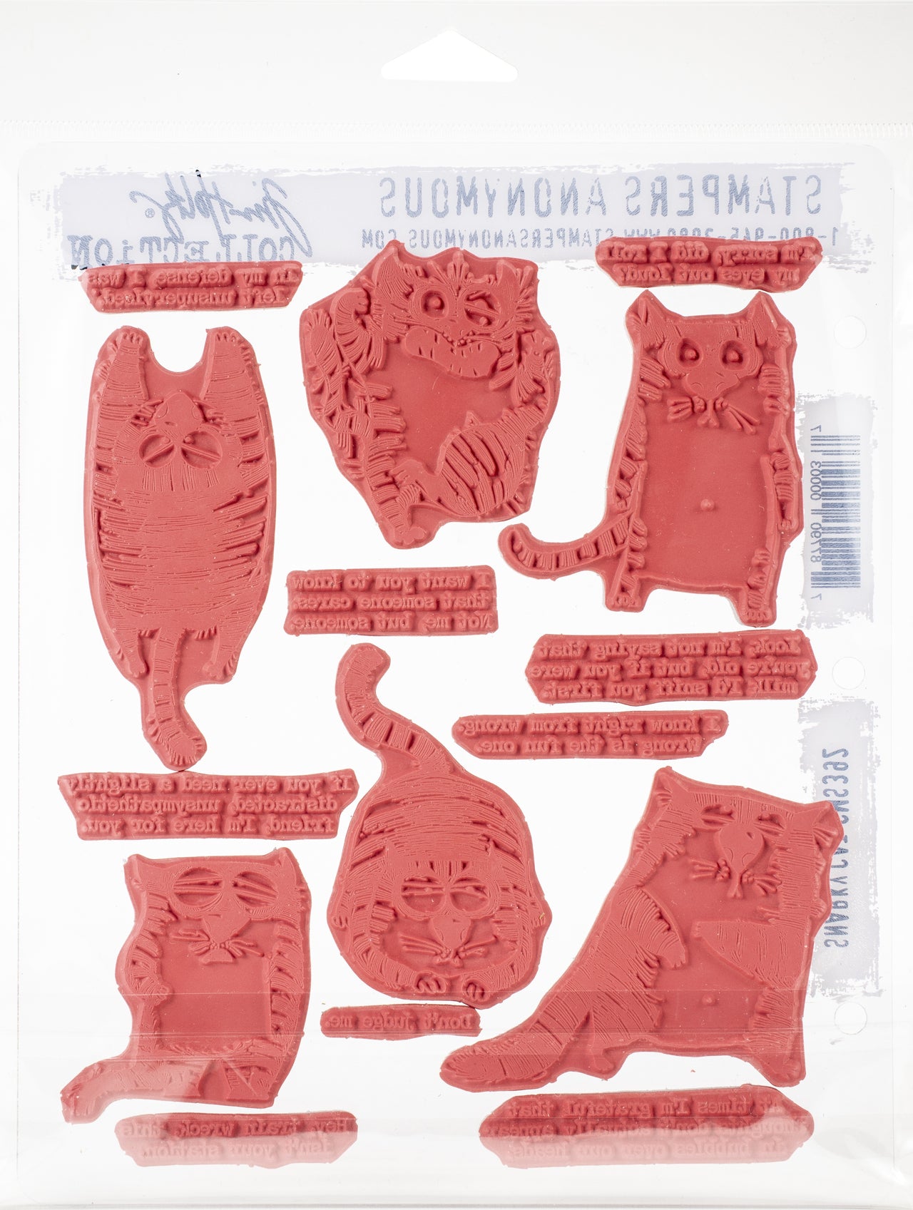 Stampers Anonymous Tim Holtz Cling Stamps 7"X8.5" - Snarky Cat