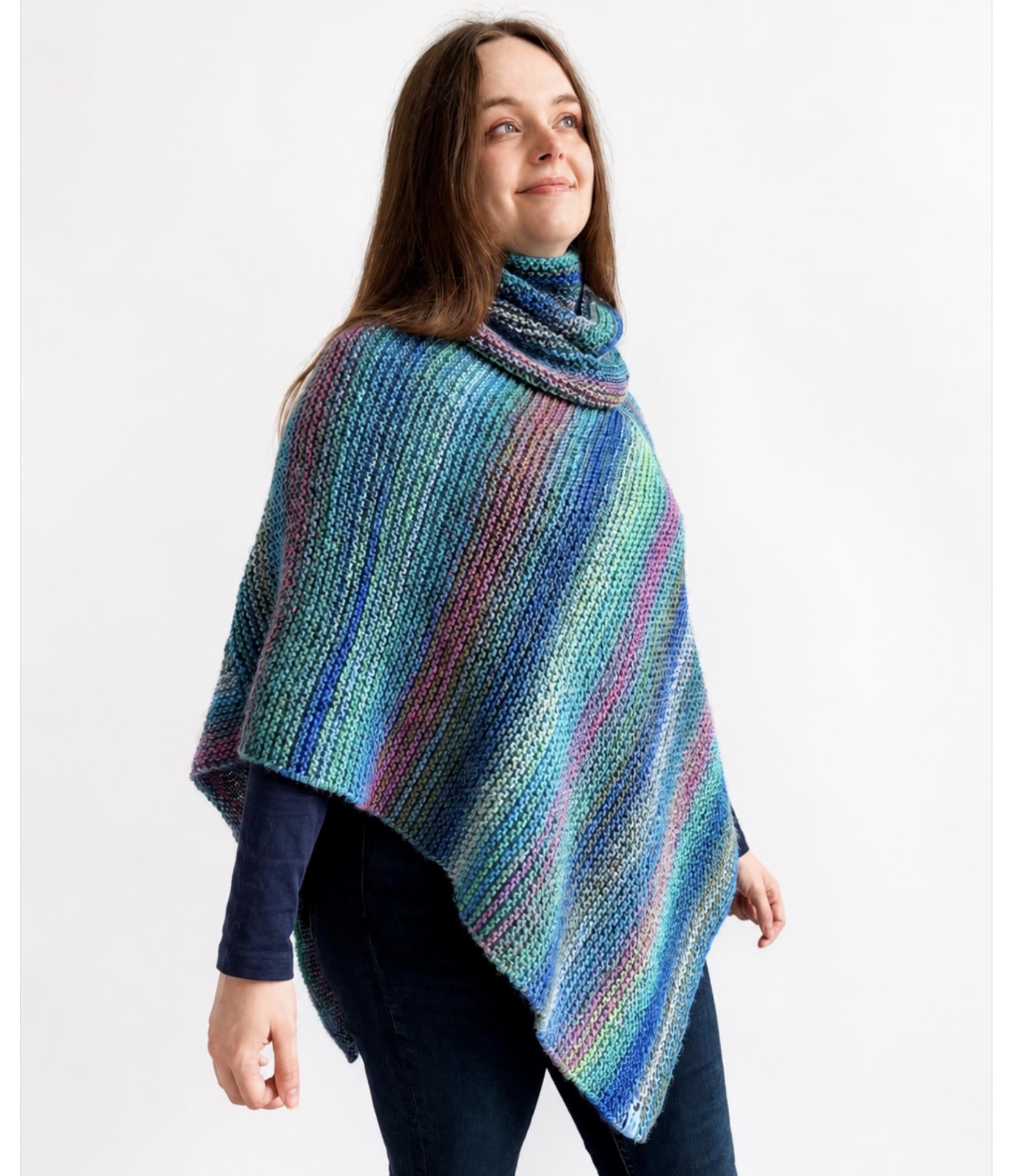 'Ocean' Beginners Poncho and Cowl