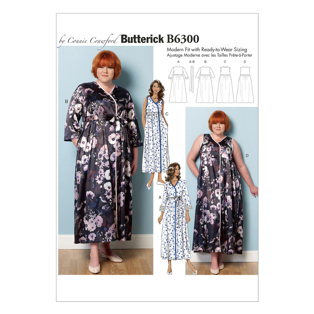 Butterick Misses'/Women's Robe, Belt and Negligee B6300 - Sewing Pattern