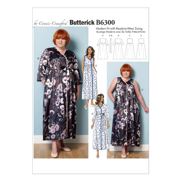 Butterick Misses'/Women's Robe, Belt and Negligee B6300 - Sewing Pattern