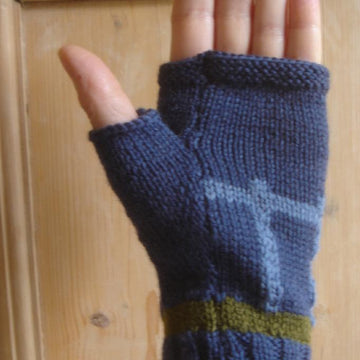 Robin on a Fence fingerless gloves/mitts