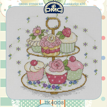 Creative World Of Crafts Afternoon Tea Cross Stitch Kit (with Sewing Tin) - 25cm x 25cm